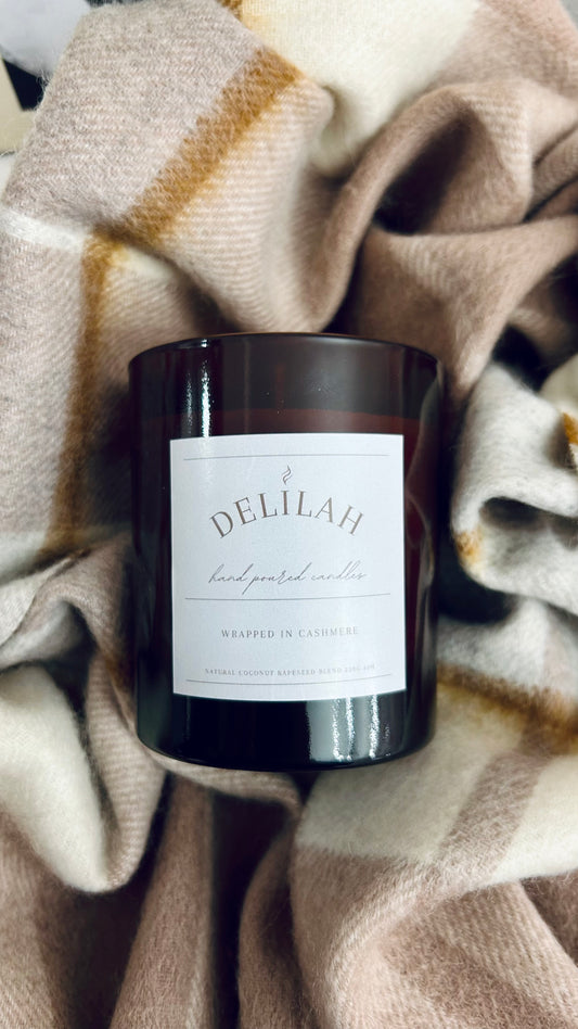 Wrapped in Cashmere Large Amber Glass Candle