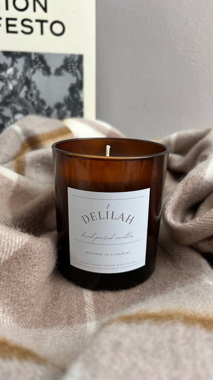 Wrapped in Cashmere Large Amber Glass Candle