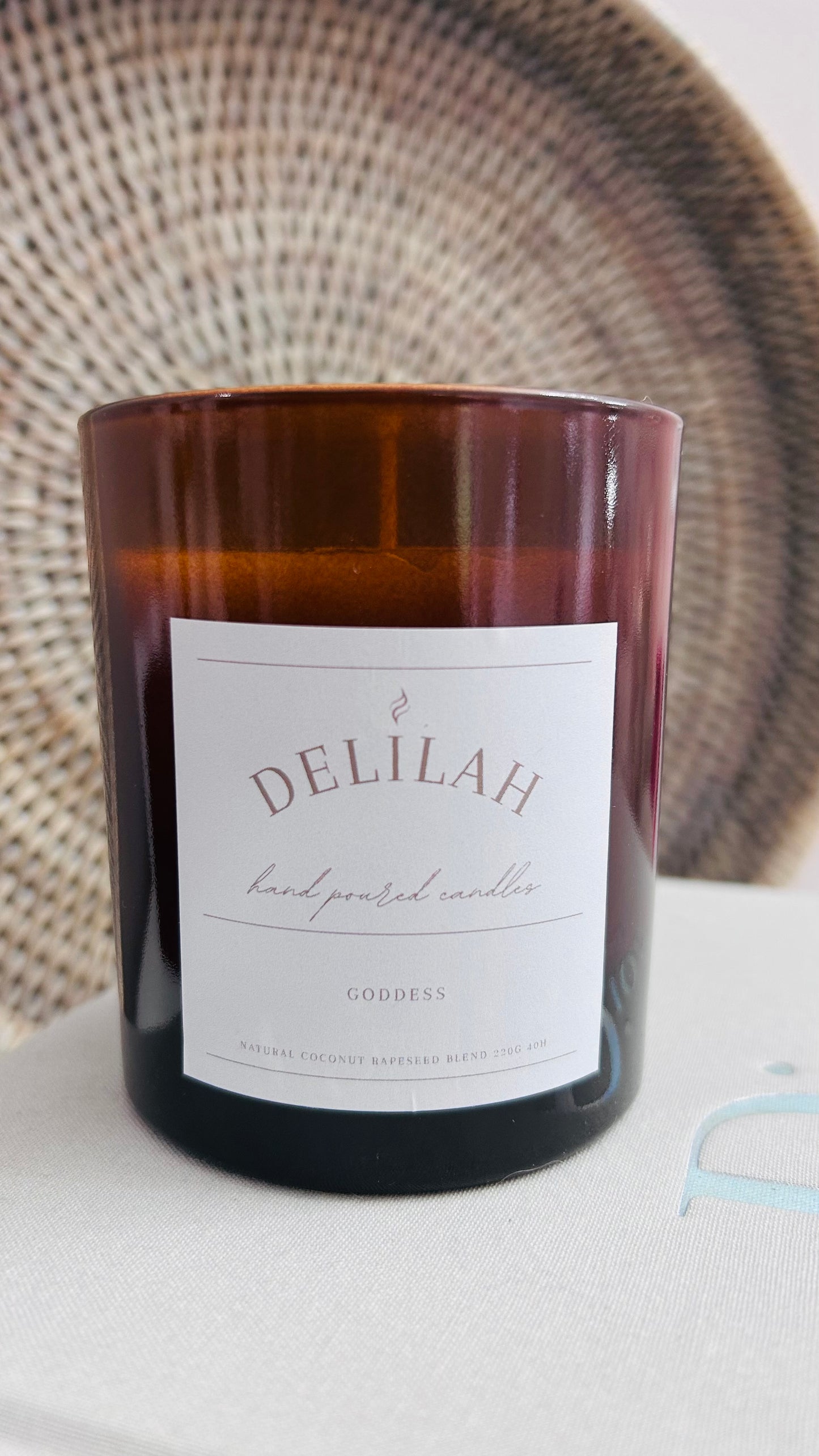 Goddess Large Amber Glass Candle