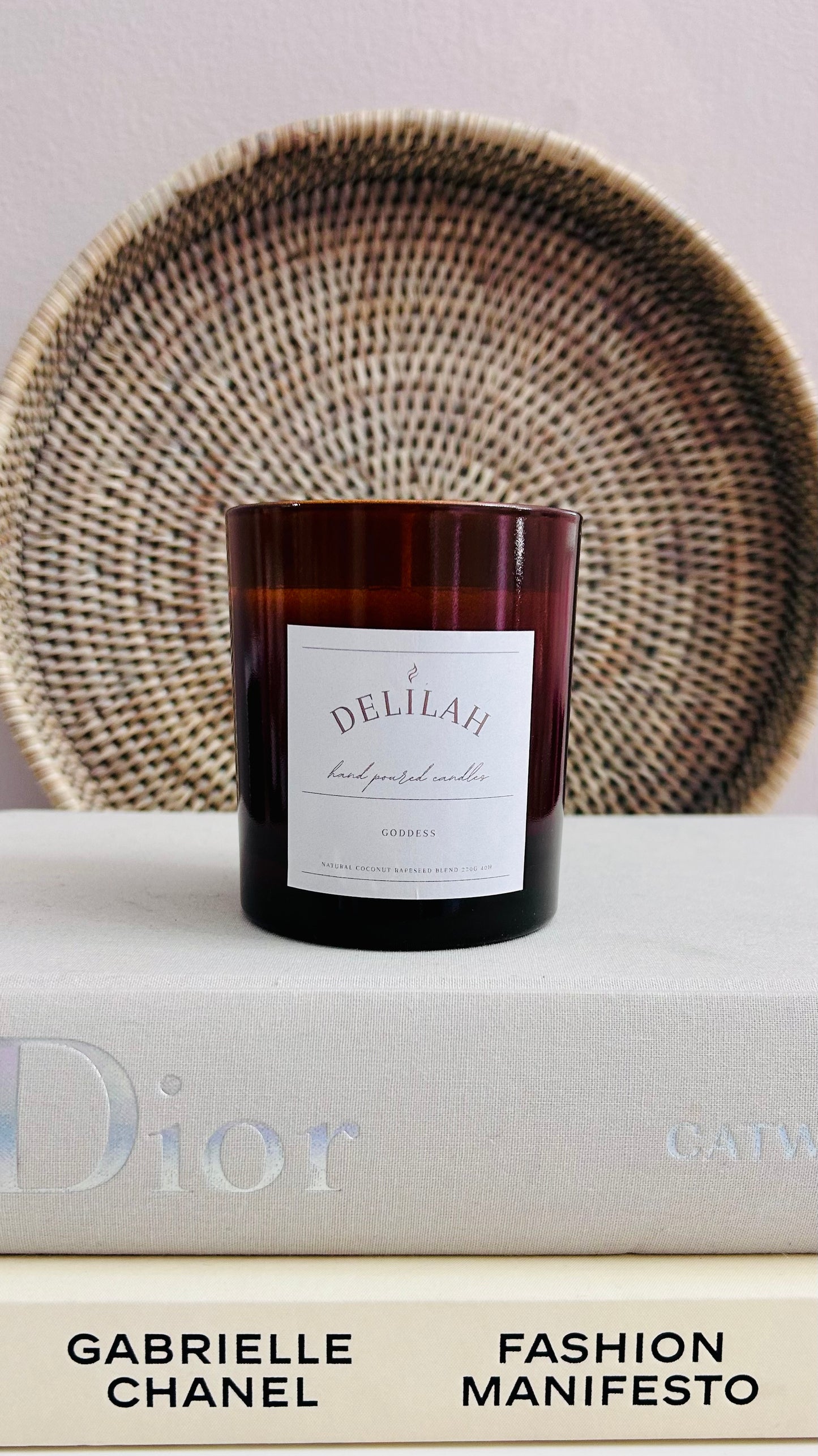 Goddess Large Amber Glass Candle