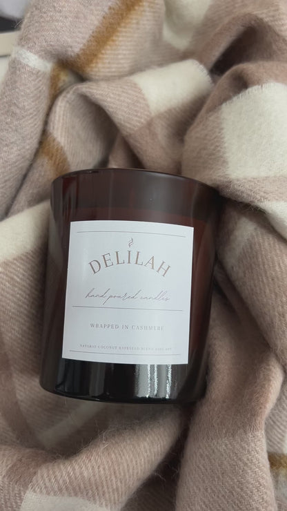 Wrapped in Cashmere Large Amber Glass Candle